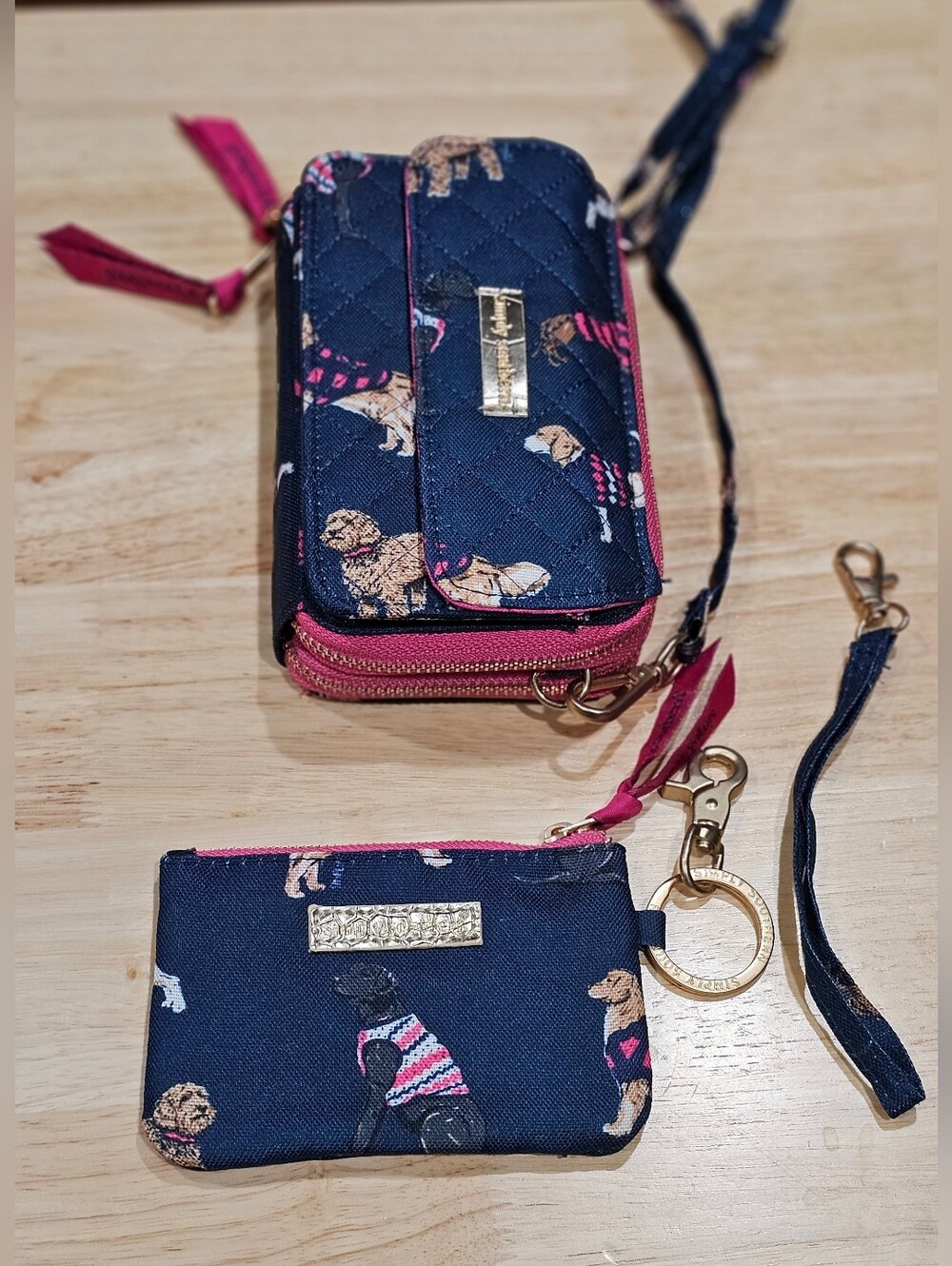 Simply Southern Dog Quilted Phone Convertible Cross Body Matching ID Wallet NWOT